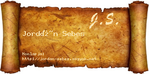 Jordán Sebes névjegykártya